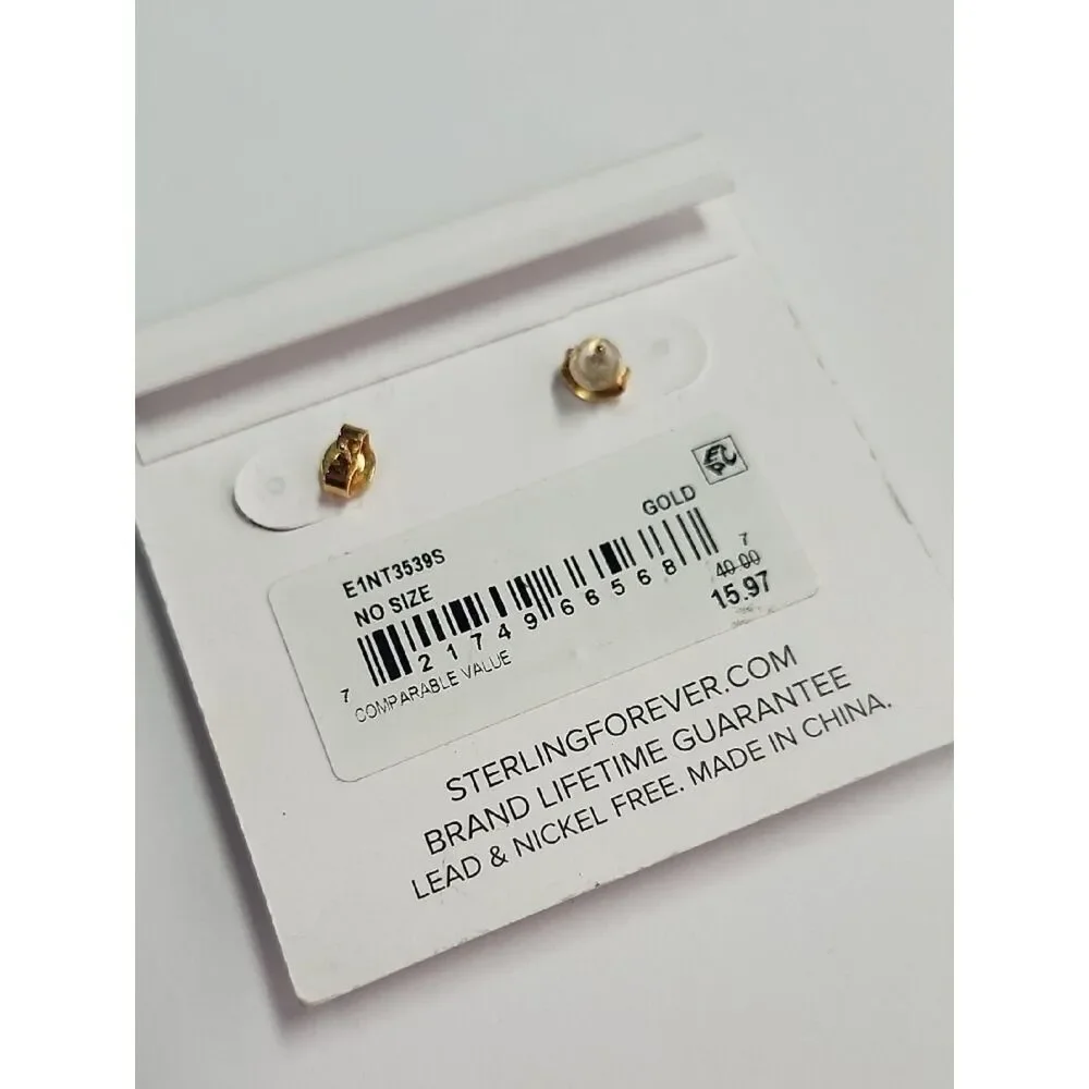 14K Gold Plated Organic Wave Stud Earrings - Gold